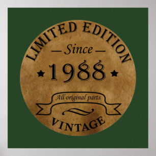 Born in 1988 vintage birthday  poster