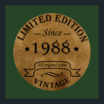 born in 1988 vintage birthday poster<br><div class="desc">You can add some originality to your wardrobe collection with this vintage retro rustic graphic design with awesome typography font lettering, a great gift for men, women, husbands, wives, girlfriend, and a boyfriend who will love this one-of-a-kind artwork. The best and most fun holiday present for your happy birthday party....</div>