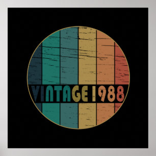 born in 1988 vintage birthday poster