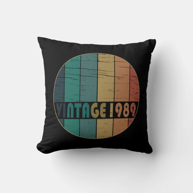 Born in 1989 vintage birthday gift cushion (Front)
