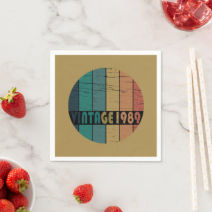Born in 1989 vintage birthday party napkin