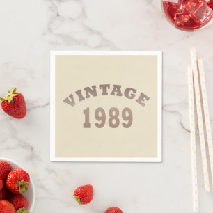 born in 1989 vintage birthday party napkin