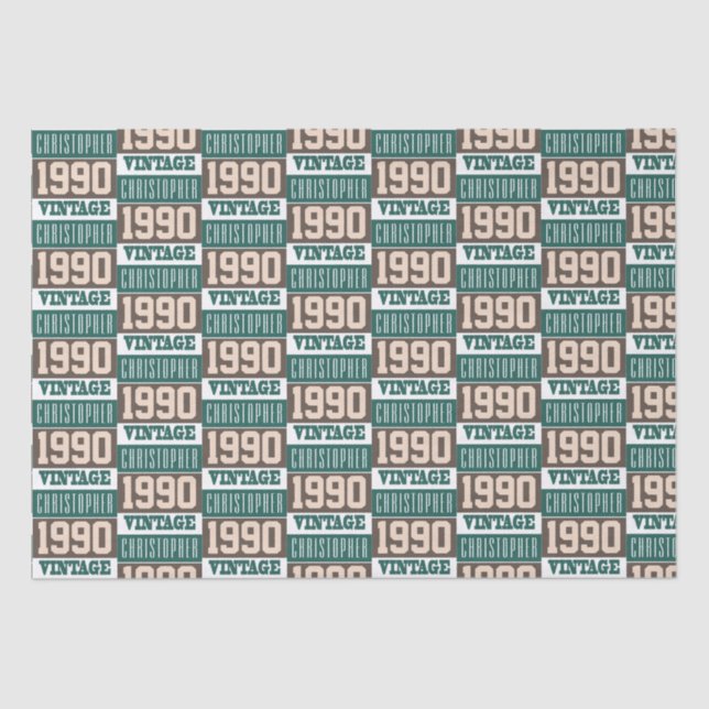 Born in 1990 with Christian Name Tissue Paper (Front)