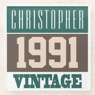 Born in 1991 with Christian Name on a Glass Coaster