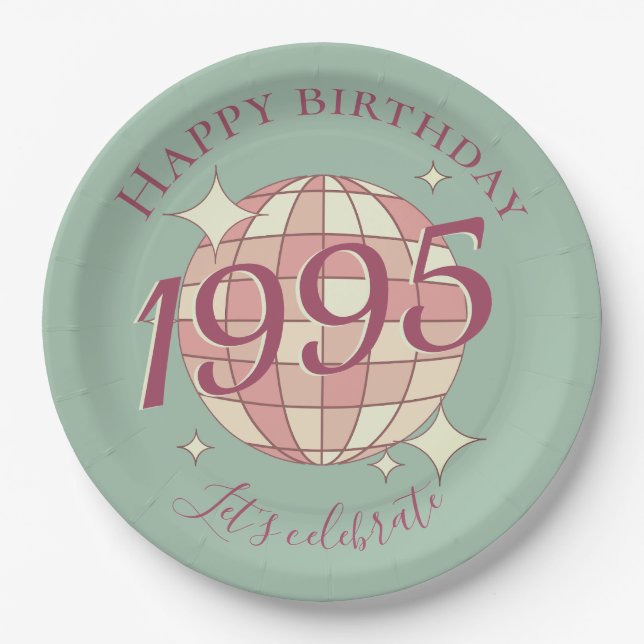 Born in 1995 30th birthday party decor Paper Plate (Front)