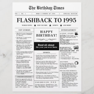 Born in 1995 Mock Newspaper black and white
