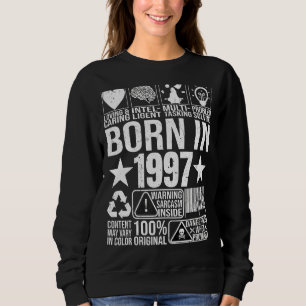 Born In 1997 Content Warning Label Barcode Birthda Sweatshirt