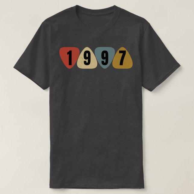 Born In 1997 Guitarist Guitar Pick Music Birthday  T-Shirt (Design Front)