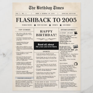 Born in 2005 Mock Newspaper sepia