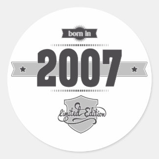 Born in 2007 (Dark&Lightgrey) Classic Round Sticker