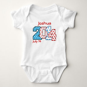 Born in 2014 Big Numbers Blue and Red V01 Baby Bodysuit