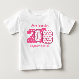 Born in 2018 Big Numbers Pink and White V06 Baby T-Shirt