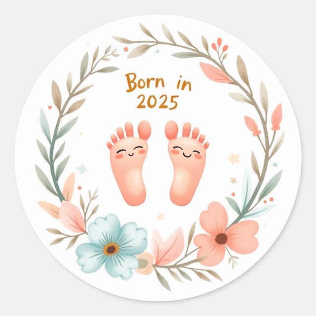 Born in 2025 classic round sticker (Front)