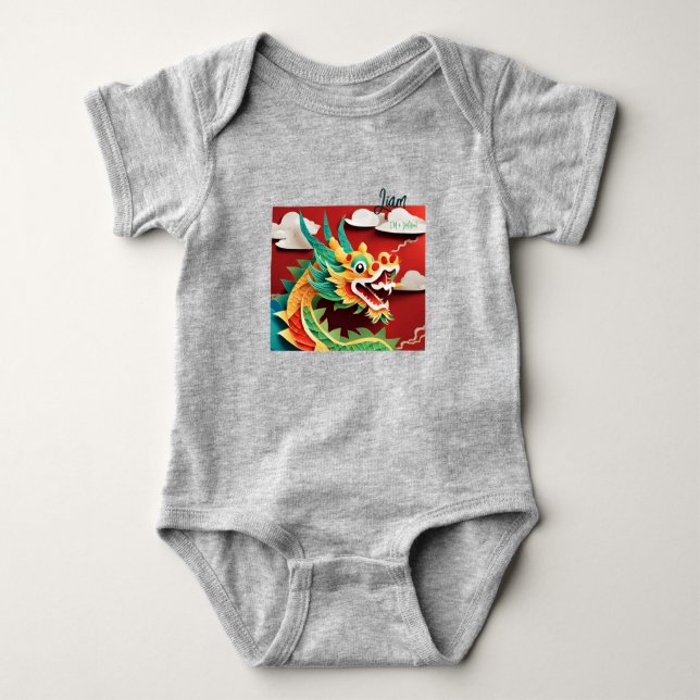 Born in a Dragon Year 2024 personalised Baby BS Baby Bodysuit (Front)