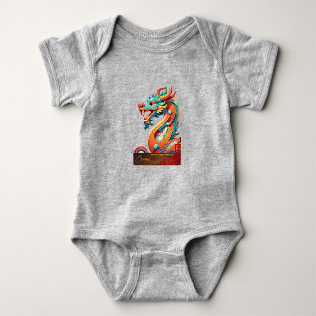 Born in a Dragon Year 2024 personalised Baby BS Baby Bodysuit (Front)