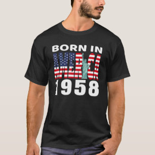 Born In America In 1958 Statue Of Liberty Usa Flag T-Shirt
