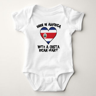 Born In America With A Costa Rican Heart Baby Bodysuit