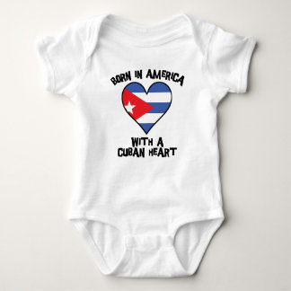 Born In America With A Cuban Heart Baby Bodysuit