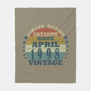 Born in april 1998 vintage birthday gift fleece blanket
