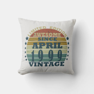Born in april 1999 vintage birthday cushion