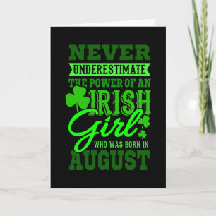 BORN IN AUGUST Birthday Irish Girl Women Mum Card