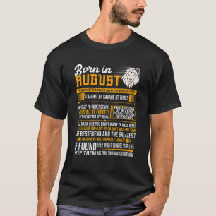 Born In August Leo Zodiac Virgo Birthday Month Fun T-Shirt