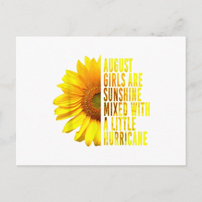 Born In August Womans Birthday Sunflower Lover Flo Postcard (Front)