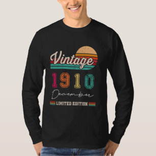 Born In December 1910 Vintage Happy Birthday 114 Y T-Shirt