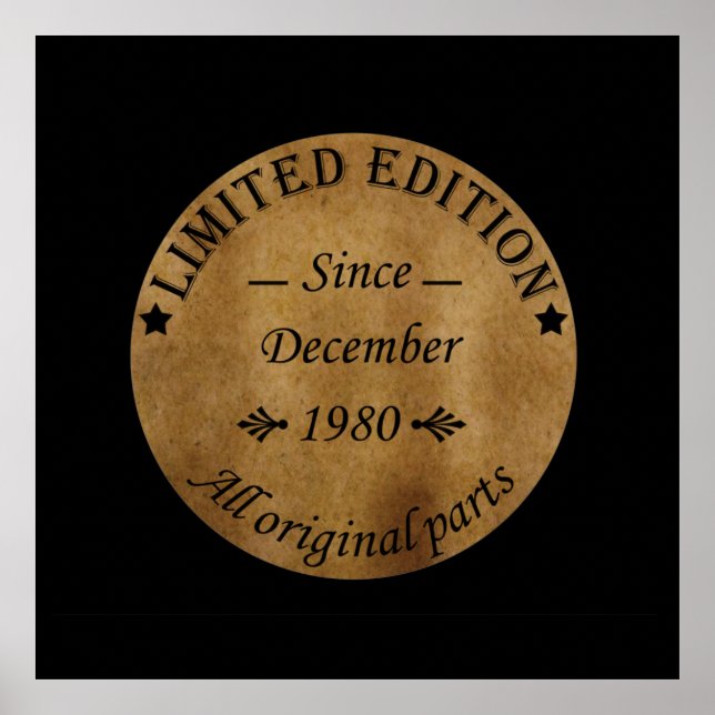 born in december 1980 vintage poster (Front)