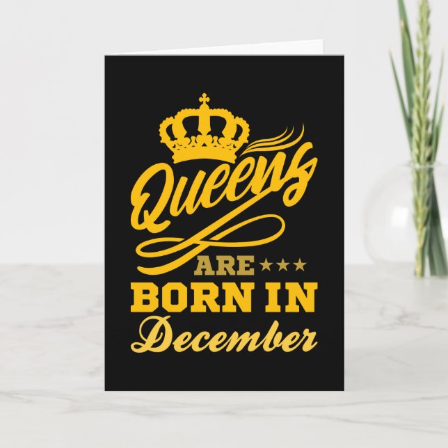 BORN IN DECEMBER Birthday Queen Women Girls Card (Front)