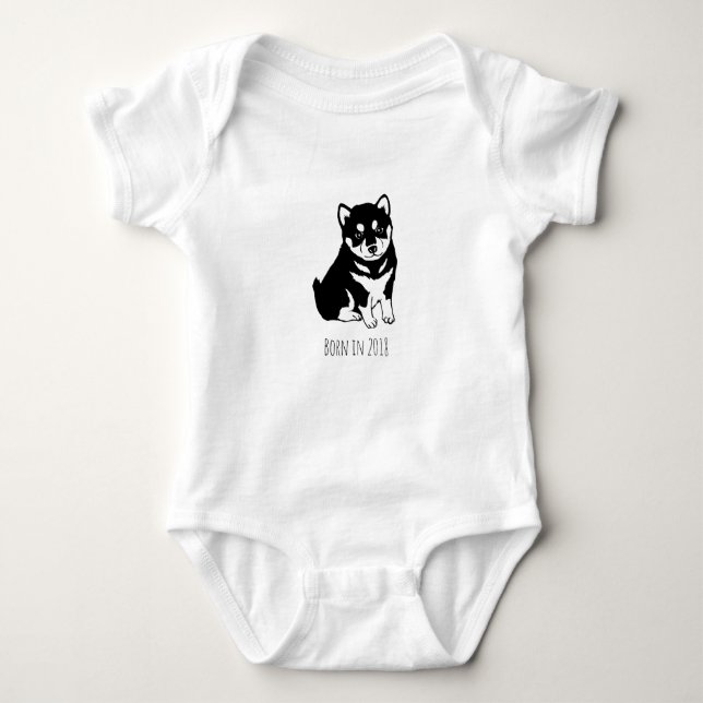 Born in Dog Year 2018 Baby Bodysuit (Front)