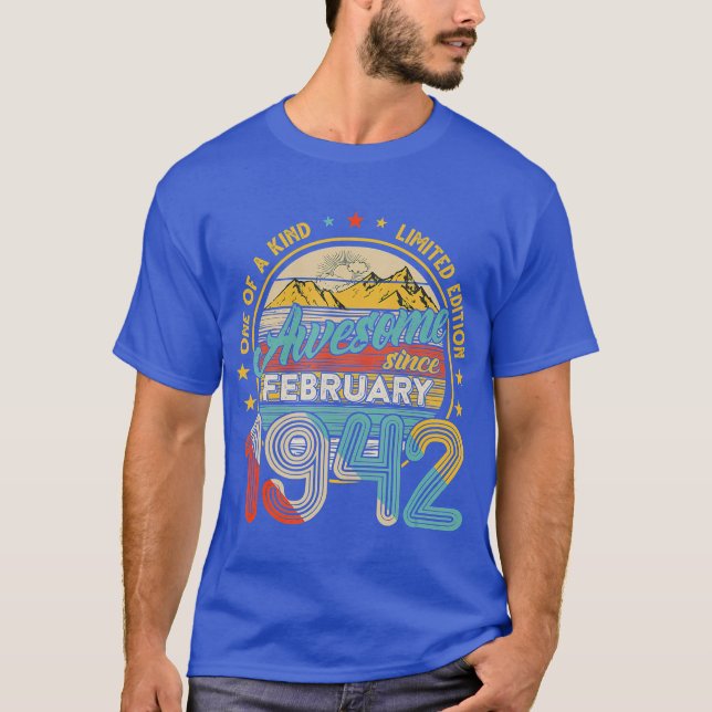 Born In February 1942 79th Birthday Gift Retro T-Shirt (Front)