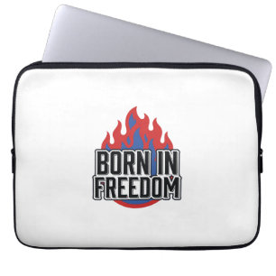 Born In Freedom Flame Vintage Engraving Shirt Desi Laptop Sleeve