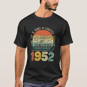 Born In January 1952 70 Yrs Tee Vintage 70Th Birth