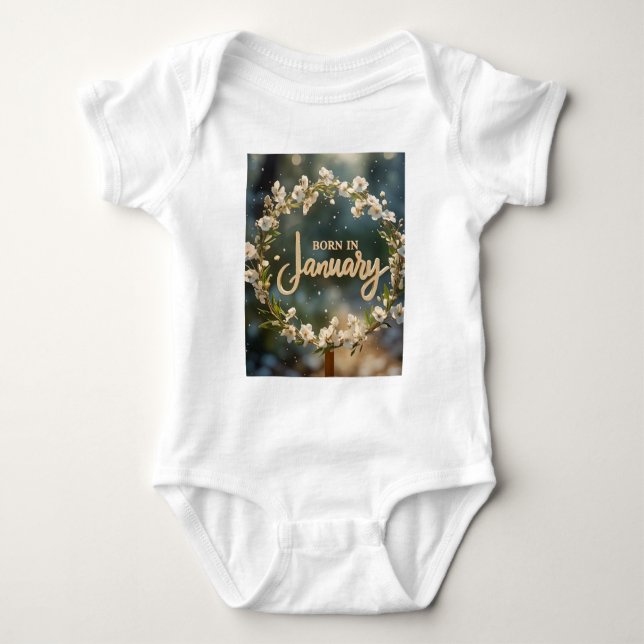 " BORN IN JANUARY "  BABY BODYSUIT (Front)