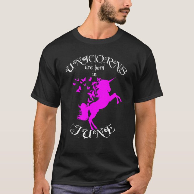 Born in June Butterflies N Unicorns Magical Fairie T-Shirt (Front)