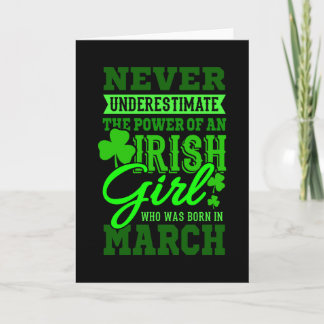 BORN IN MARCH Birthday Irish Girl Women Mum Card