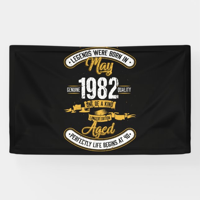 Born In May 1982 40th Birthday 40 Years Old Banner (Horizontal)