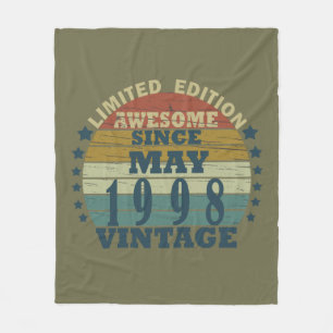Born in May 1998 Vintage Birthday gift Fleece Blanket