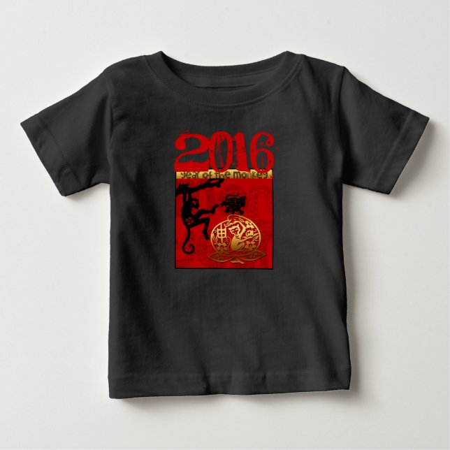 Born in Monkey Year Custom Year Baby Tee (Front)