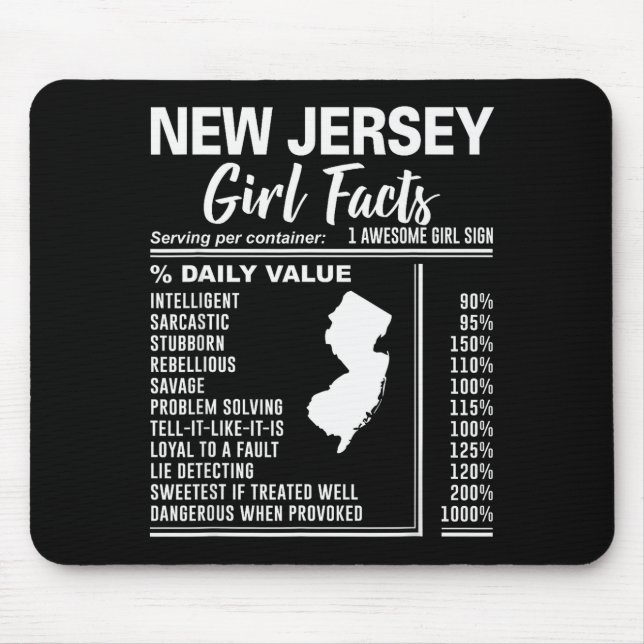 Born In New Jersey - New Jersey Girl Facts  Mouse Pad (Front)