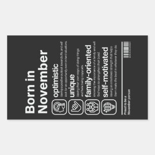Born In November Personality Rectangular Sticker