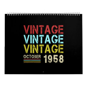 Born In October 1958 Shirt Retro Vintage 60th Birt Calendar