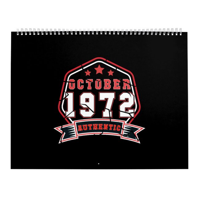 Born In October 1972 Vintage Calendar (Cover)