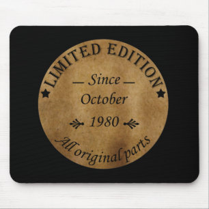Born in October 1980 Elegant Vintage Birthday Gift Mouse Pad