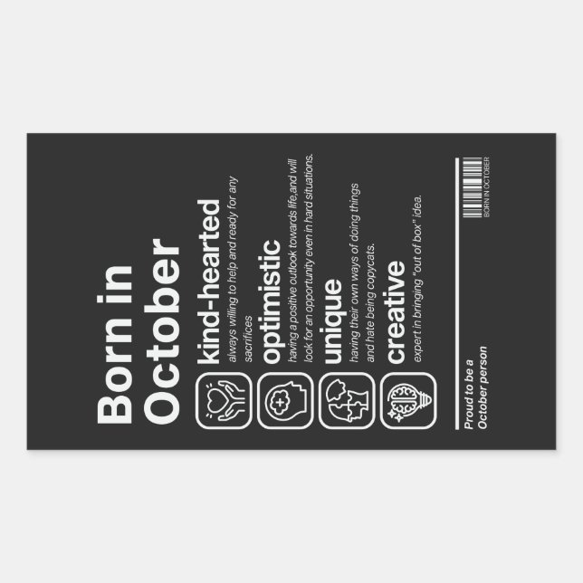 Born In October Personality Rectangular Sticker (Front)