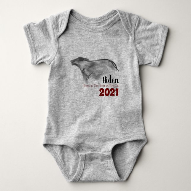 Born in OX Vietnamese New Year 2021 Baby B Baby Bodysuit (Front)