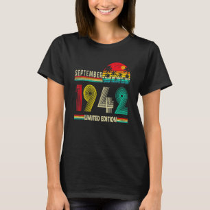 Born In September 1942 Vintage 80th Birthday 80 Ye T-Shirt