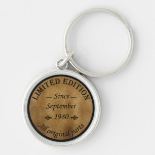 Born in september 1980 vintage birthday gift key ring