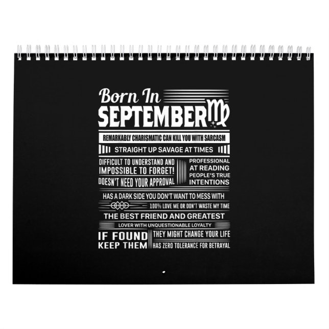Born in september virgo funny birthday gift calendar (Cover)